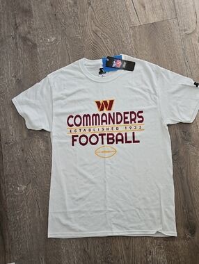 STARTER White Commanders Football Graphic Tee with Burgundy & Gold Logo